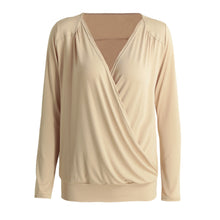 harajuku women t-shirts v neck long sleeve blusa cross solid slim casual tee tops beige red black camisas femininas TIML66