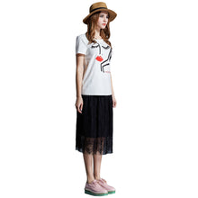 t-shirts women eyelash lip print short sleeve casual tops loose pullover women tops white plus size blusas TIML66
