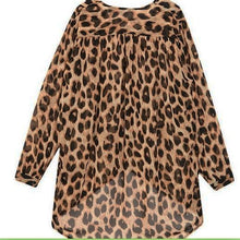 High Street Fshion Women Ladies Chiffon Blouse Leopard Printed Long Sleeve High-low Hem Loose Tops Camisas Femininas TIML66 TIML66