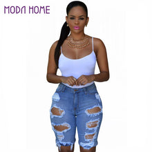 High Waist Denim Shorts Plus Size Short Ripped Jeans Ladies Short Skinny Washed Mom Jeans  TIML66 TIML66