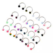 20pcs Colorful Stainless Steel Ball Barbell Curved Nose Studs Rings Bars Piercing TIML66 TIML66