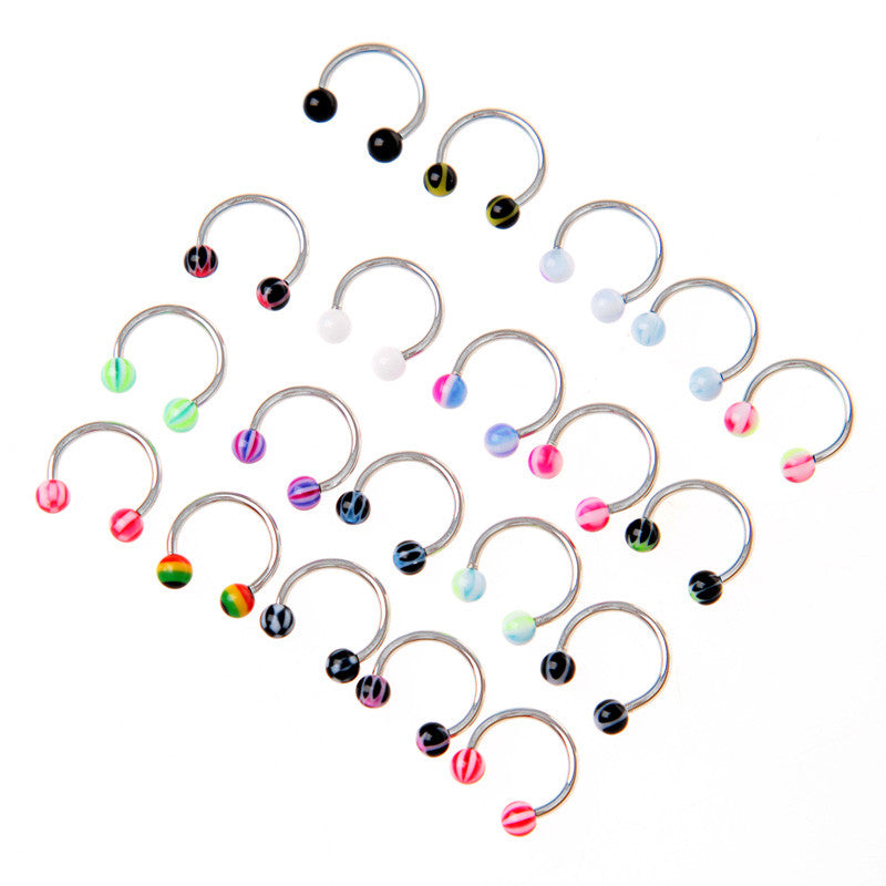 20pcs Colorful Stainless Steel Ball Barbell Curved Nose Studs Rings Bars Piercing TIML66 TIML66