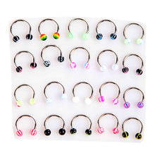 20pcs colorful stainless steel ball barbell curved nose studs rings bars piercing TIML66