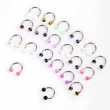 20pcs colorful stainless steel ball barbell curved nose studs rings bars piercing TIML66