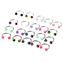 20pcs colorful stainless steel ball barbell curved nose studs rings bars piercing TIML66