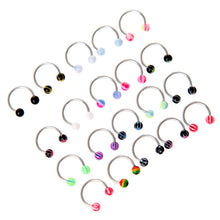 20pcs colorful stainless steel ball barbell curved nose studs rings bars piercing TIML66