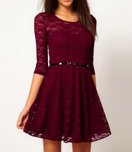 Women Casual Dresses O-Neck 3 Colors Plus Size XL Half Sleeve Skater Lace Dress Without Belt Women's Clothing TIML66 TIML66