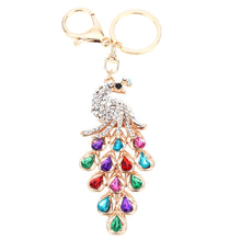 peafowl pendant key ringcolorful rhinestone keychain couple key chain price TIML66