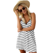 Womens Dress Sleeveless Sexy Club Striped Beach Dress Casual Plus Size Women Dress Backless Vestidos TIML66 TIML66