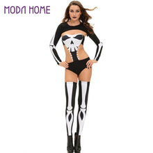Scary Halloween Costumes Three Pieces Set Human Skeleton Backless Cosplay Squelette Costume Cut Out Skull Clothing TIML66 TIML66