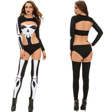 Scary Halloween Costumes Three Pieces Set Human Skeleton Backless Cosplay Squelette Costume Cut Out Skull Clothing TIML66 TIML66