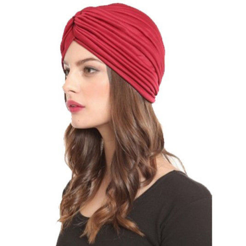 indian cap pleated headwrap turban stretchy band hats for women cloche chemo hijab beanies TIML66