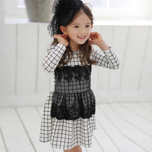 Kids Baby Girls Dress Long Sleeve One Piece Dresses Lace Plaids Checks 2-6Y Costume Freeshiping TIML66