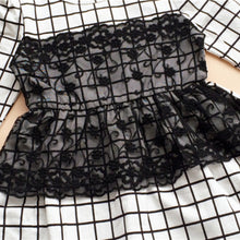 Kids Baby Girls Dress Long Sleeve One Piece Dresses Lace Plaids Checks 2-6Y Costume Freeshiping TIML66