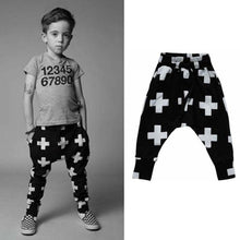 Kids Baby Unisex Cotton Cross Pattern Bottoms Harem Pants Boys Girls Punk Rock Trousers 2-6Years TIML66