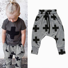 Kids Baby Unisex Cotton Cross Pattern Bottoms Harem Pants Boys Girls Punk Rock Trousers 2-6Years TIML66