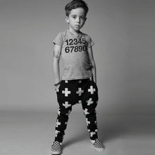 Kids Baby Unisex Cotton Cross Pattern Bottoms Harem Pants Boys Girls Punk Rock Trousers 2-6Years TIML66