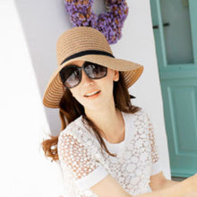 Korea Women Bowknot Large Brim Straw UA Protection Dome Hat Panama Cap Beach Hat TIML66