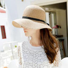 Korea Women Bowknot Large Brim Straw UA Protection Dome Hat Panama Cap Beach Hat TIML66