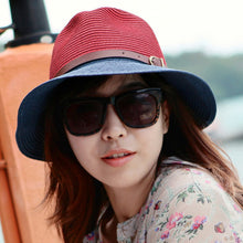 korean fedora hat leather beltcolor block panama hat beach sun straw hat unisex 3 stylecolorchapeu feminino TIML66