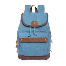 Korean Women Canvas Backpack Leather Drawstring Closure Mochila Escolar Hasp Pockets Large Travel Bag KhakiDark Grey TIML66 TIML66