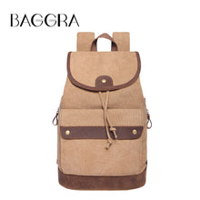 Korean Women Canvas Backpack Leather Drawstring Closure Mochila Escolar Hasp Pockets Large Travel Bag KhakiDark Grey TIML66 TIML66