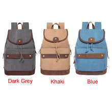 Korean Women Canvas Backpack Leather Drawstring Closure Mochila Escolar Hasp Pockets Large Travel Bag KhakiDark Grey TIML66 TIML66