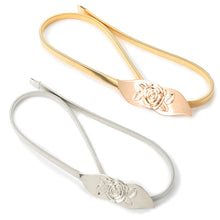 Korean Women GoldSilver Elastic Waist Bel Metal Chain Rose Buckle Sash Elegant Waistband Dress Accessory Ceinture  TIML66 TIML66