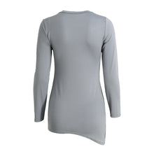 Korean T-Shirt Women Contrast Stripe Splice Long Sleeve Roupas Asymmetric Hem Ruched Slim Long Blusas Femininas  TIML66 TIML66