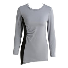 Korean T-Shirt Women Contrast Stripe Splice Long Sleeve Roupas Asymmetric Hem Ruched Slim Long Blusas Femininas  TIML66 TIML66