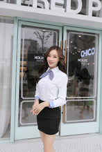 Korean Style Women Patchwork Lined Tops Button Long Puff Sleeve Shirt Blusas Femininas Self Tie Slim Office Women Blouses TIML66 TIML66