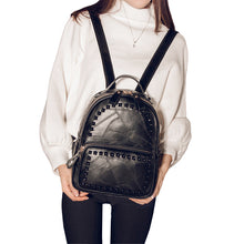 Korean Women PU Leather Backpack Rivet Preppy School Bags For Teenage Girls Vintage Rugzak Ladies Bag Mochila Feminina TIML66 TIML66