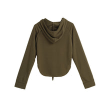 Korean Women Short Hoodies Curve Hem Raglan Sleeves Tracksuit Long Drawstring Casual Pullover Lady Crop Top Sudaderas Mujer  TIML66 TIML66