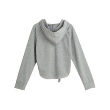 Korean Women Short Hoodies Curve Hem Raglan Sleeves Tracksuit Long Drawstring Casual Pullover Lady Crop Top Sudaderas Mujer  TIML66 TIML66