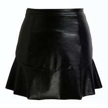 Ladies Black Pu Skirt Sexy Women Mini Skirt PU Leather Ruffled Hem Zipper Casual Elegant Slim Wrap Skirt Saia De Couro TIML66 TIML66