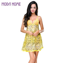 Lingerie Sexy Babydoll Dress Women Nightwear Leopard Print Sheer Mesh Spaghetti Strap Backless Lace Sleepwear Nightgown G-String TIML66 TIML66