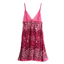 Lingerie Sexy Babydoll Dress Women Nightwear Leopard Print Sheer Mesh Spaghetti Strap Backless Lace Sleepwear Nightgown G-String TIML66 TIML66