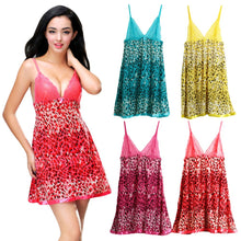 Lingerie Sexy Babydoll Dress Women Nightwear Leopard Print Sheer Mesh Spaghetti Strap Backless Lace Sleepwear Nightgown G-String TIML66 TIML66
