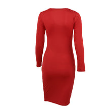 Long Sleeve Women Dress Plunge V Neck Side Split Bodycon Pencil Dress Sexy Bandage Dress Vestidos Plus Size TIML66 TIML66