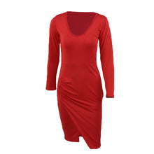 Long Sleeve Women Dress Plunge V Neck Side Split Bodycon Pencil Dress Sexy Bandage Dress Vestidos Plus Size TIML66 TIML66