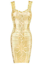 luxury women vintage gold snake skin dress v neck sleeveless wild animal pattern casual bandage dress vestido feminino de festa TIML66