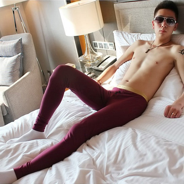 Men Soft Long Johns Warm Thermal Underwear Pants Gold Edge Cotton Buttons S-XL TIML66