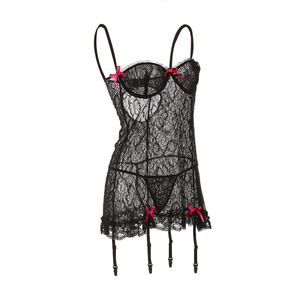 Moobody Plus Size See-through Woman Nightwear Sexy G-string Sleepwear Women Lace Lingerie Nightie Nighty Dress Nightgown XXXL TIML66 TIML66