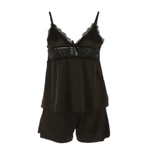 sexy black satin sleepwear women lace nightwear backless lingerie night short sets ladies nightgown plus size nighty TIML66