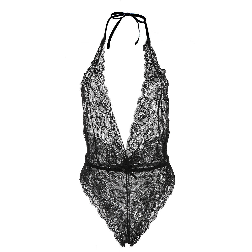 Moobody Sexy Lingerie Eye Mask Deep V-Neck Perspective Sleepwear Lace Bodysuit Sexy Underwear Catsuit Negligee  TIML66 TIML66