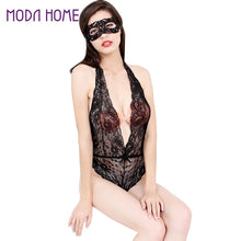 Moobody Sexy Lingerie Eye Mask Deep V-Neck Perspective Sleepwear Lace Bodysuit Sexy Underwear Catsuit Negligee  TIML66 TIML66