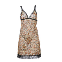Moobody Women Sexy Leopard Print Thongs Dress Nighty Sleepwear Nightwear With G-string Ensemble Lingerie Nightgown Big Size XXL TIML66 TIML66