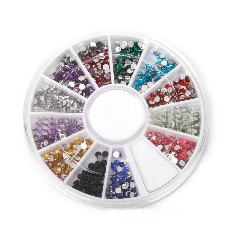 nail art rhinestones decoration 3d wheel multi color glitter gems design stone round bling crystal sticker nail tools TIML66