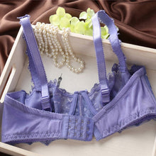New Fashion Transparent Sexy Bra and Panty Set Plus size Women Lace Ultra-thin Blue Underwear Sets 32-38B TIML66