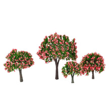 4Pcs Plastic Trees Model White and Pink Flower Trees Model Train Layout Garden Scenery Diorama Miniature Model Toys TIML66 TIML66